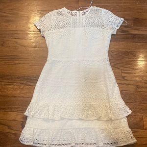 Parker White Lace Short Sleeve Dress
